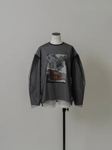 【2024SS予約販売商品】チュールレイヤードジオメトリープリントTシャツ