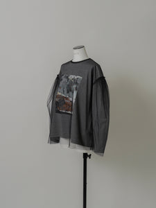 【2024SS】チュールレイヤードジオメトリープリントTシャツ