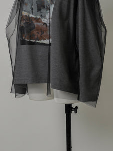 【2024SS】チュールレイヤードジオメトリープリントTシャツ