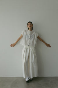 LOHEN ハイカウント2WAYクロップドブラウス