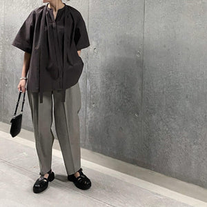 LOHEN ローヘン【2022SS商品】2タックサテンパンツ グレー 日本価格