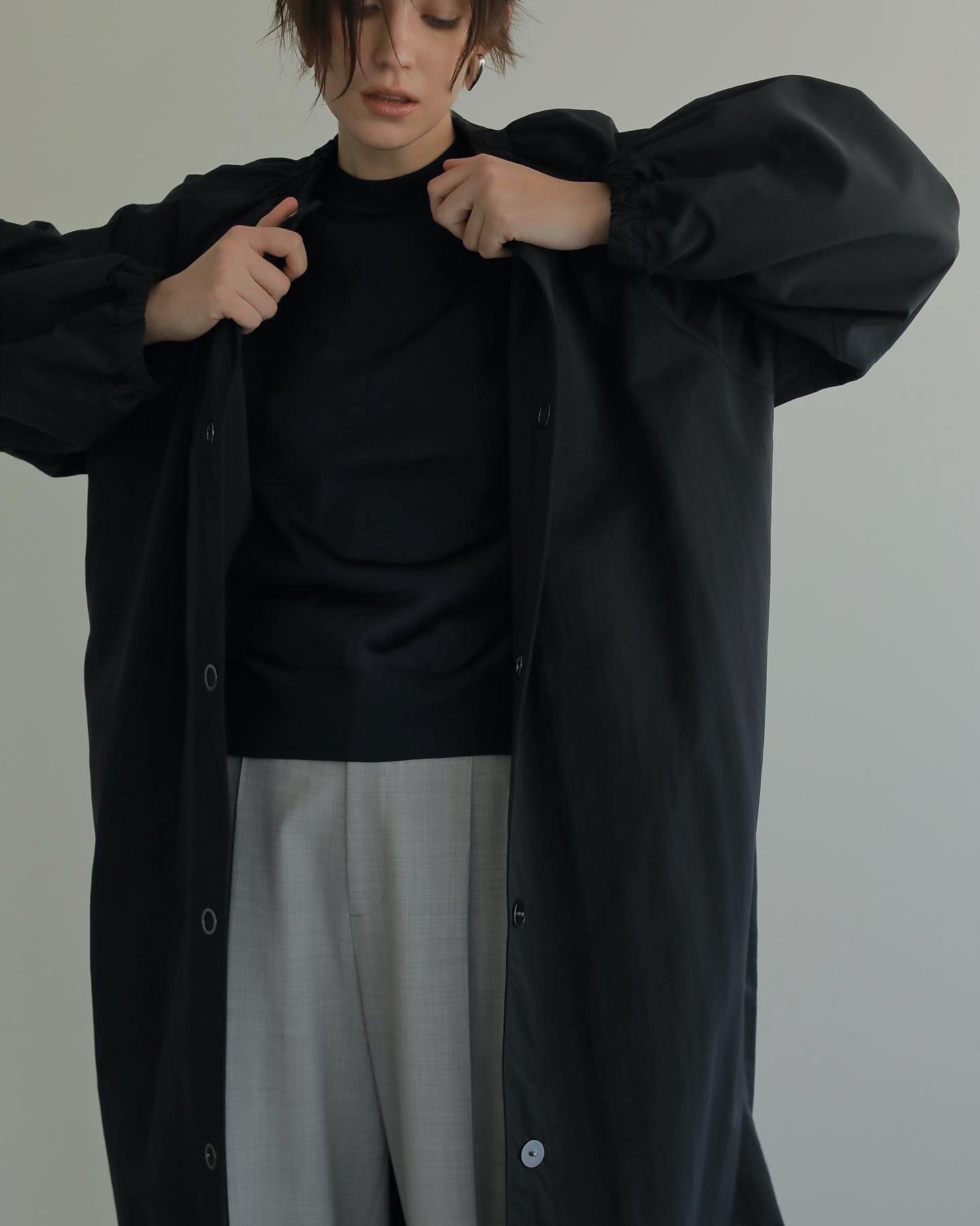 【新品】LOHEN リングドットバックレイヤードコート　BLACK